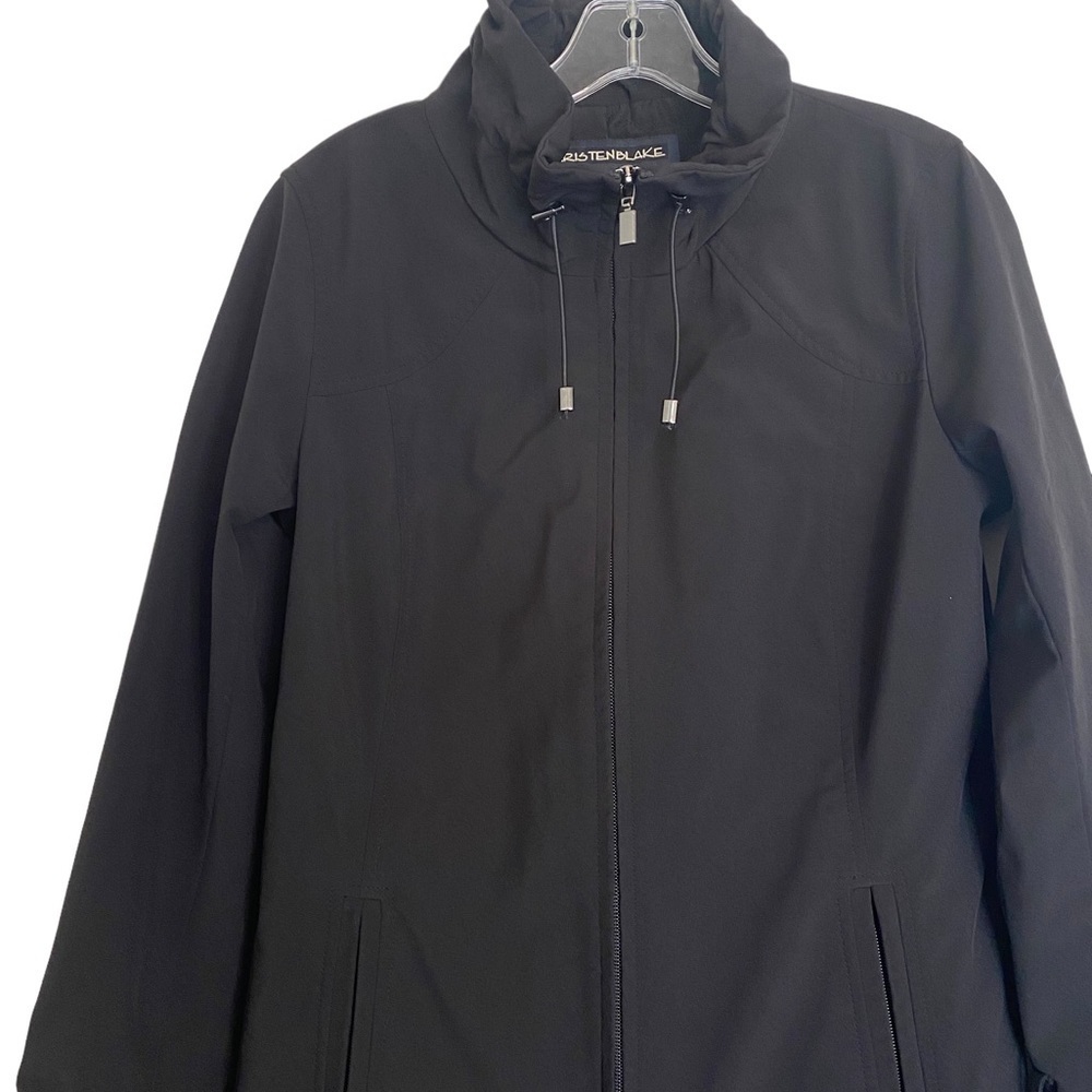 Kristen Blake Black Coat High Collar Zip Front Fall Winter Outerwear Women M HSH - Picture 6 of 16